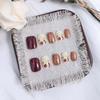 24Pcs Thanksgiving Press on Nails Maple Leaf Short Square Fake Nails Red Orange Glitter Acrylic Nails for Women Autumn Nail Decoration Supplies Thanksgiving Glue on Nails view 3