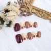 24Pcs Thanksgiving Press on Nails Maple Leaf Short Square Fake Nails Red Orange Glitter Acrylic Nails for Women Autumn Nail Decoration Supplies Thanksgiving Glue on Nails view 4