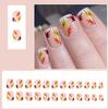 24Pcs Autumn French Tip Press on Nails Maple Leaf Short Square Fake Nails Reusable Acrylic Nails for Women Thanksgiving Maple Leaves Manicure Decoration Supplies view 2