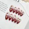24Pcs Red Gradient Press on Nails Glitter Maple Leaf Medium Almond Fake Nails Reusable Thanksgiving Acrylic Nails for Women Autumn Manicure Decoration Supplies view 2