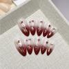 24Pcs Red Gradient Press on Nails Glitter Maple Leaf Medium Almond Fake Nails Reusable Thanksgiving Acrylic Nails for Women Autumn Manicure Decoration Supplies view 3