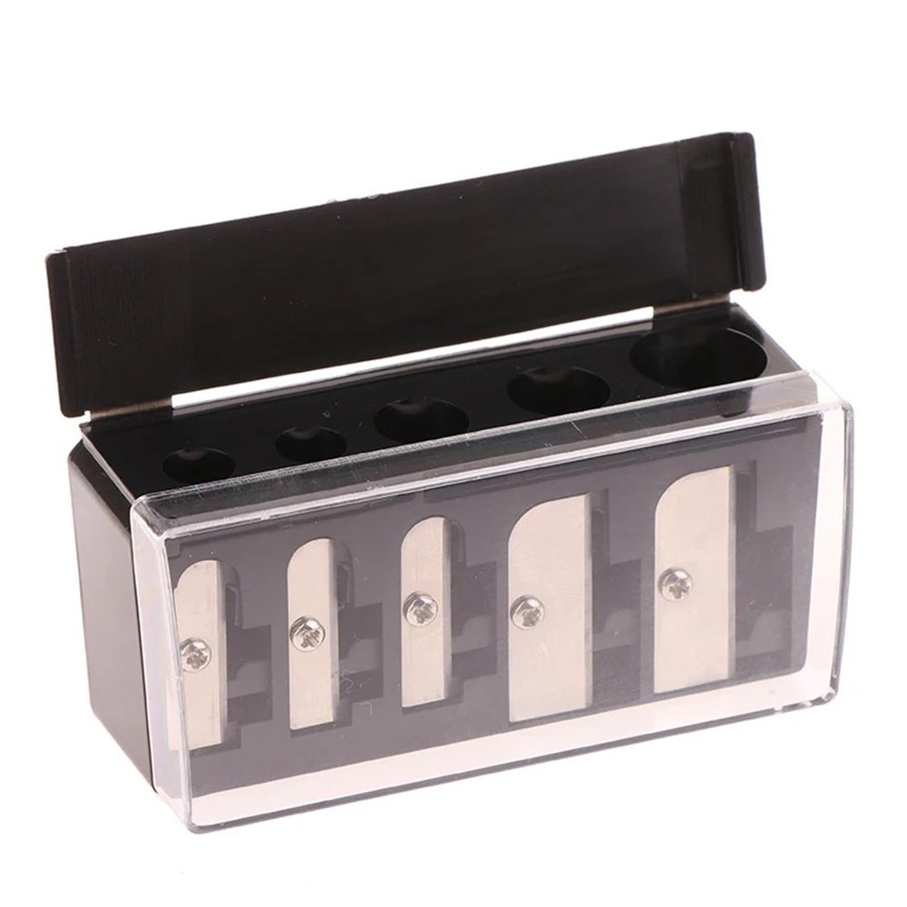 1Pcs 5 Holes Multi-Functional Pencil Sharpener with Lid for Eyeliner Lipliner Pencils