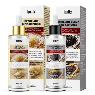 Peel Shot Glow Rice Ampoule Duo, Black and White Rice Exfoliant for Face and Body, Rice Exfoliator for Faces Dead Skin Cells Remover, Face Peel Shot Serum for Softens Cuticle (White+Black, 160ml)