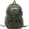 21L Vintage Canvas Backpack for Men Leather Rucksack Knapsack Canvas Men's Shoulder Bag Laptop Hiking Travel Backpack Khaki,Green view 1