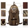 21L Vintage Canvas Backpack for Men Leather Rucksack Knapsack Canvas Men's Shoulder Bag Laptop Hiking Travel Backpack Khaki,Green view 2