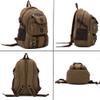 21L Vintage Canvas Backpack for Men Leather Rucksack Knapsack Canvas Men's Shoulder Bag Laptop Hiking Travel Backpack Khaki,Green view 3