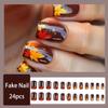 24Pcs Thanksgiving Press on Nails Short Square Brown Fake Nails with Glue Gold Maple Leaf Stick on Nails Full Cover Acrylic Nails for Women Autumn Nail Art Supplies view 2
