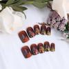 24Pcs Thanksgiving Press on Nails Short Square Brown Fake Nails with Glue Gold Maple Leaf Stick on Nails Full Cover Acrylic Nails for Women Autumn Nail Art Supplies view 4