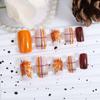 24Pcs Autumn Thanksgiving Press on Nails Maple Leaf Medium Square Fake Nails Full Cover Acrylic Nails for Women Orange Brown Nail Decorations Glitter Nail Art Supplies view 3