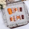 24Pcs Autumn Thanksgiving Press on Nails Maple Leaf Medium Square Fake Nails Full Cover Acrylic Nails for Women Orange Brown Nail Decorations Glitter Nail Art Supplies view 4