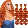 10A Orange Ginger Body Wave Human Hair 3 Bundles Deal #350 Copper Red Brazilian Virgin Remy Hair Extensions No Shedding (8 10 12 Inch) view 1
