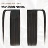 Ponytail Extension Human Hair 16 Inch Natural Black to Medium Brown Silky Straight Clip in Hair Extensions Wrap Around Ponytail Hair Piece for Girls(16 Inch Natural Black to Medium Brown #1BP4 85G) view 2