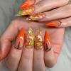 24Pcs Thanksgiving Press on Nails Long Almond Maple Leaf Fake Nails With Rhinestones Orange Gradient Glue on Nails Reusable Acrylic Nails for Women Autumn Nails Art Decoration Supplies view 1