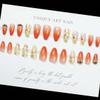 24Pcs Thanksgiving Press on Nails Long Almond Maple Leaf Fake Nails With Rhinestones Orange Gradient Glue on Nails Reusable Acrylic Nails for Women Autumn Nails Art Decoration Supplies view 2