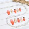 24Pcs Thanksgiving Press on Nails Long Almond Maple Leaf Fake Nails With Rhinestones Orange Gradient Glue on Nails Reusable Acrylic Nails for Women Autumn Nails Art Decoration Supplies view 3