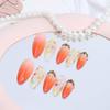 24Pcs Thanksgiving Press on Nails Long Almond Maple Leaf Fake Nails With Rhinestones Orange Gradient Glue on Nails Reusable Acrylic Nails for Women Autumn Nails Art Decoration Supplies view 4