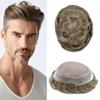 Mens Toupee Hair Piece System Replacement for Men Monofilament Male Wig Prosthesis Poly Skin PU Around Mens Hairpiece 7"X9" #640 Light Brown+40% Grey-120% Med-light to Medium Density view 1
