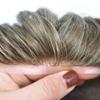 Mens Toupee Hair Piece System Replacement for Men Monofilament Male Wig Prosthesis Poly Skin PU Around Mens Hairpiece 7"X9" #640 Light Brown+40% Grey-120% Med-light to Medium Density view 3
