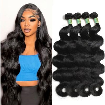 12A Body Wave Bundles Human Hair 18 20 20 22 Inch Human Hair Bundles 100% Unprocessed Brazilian Virgin Hair Bundle Human Hair Body Wave 4 Bundle Human Hair Extensions Real Human Hair Natural Black