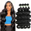 12A Body Wave Bundles Human Hair 18 20 20 22 Inch Human Hair Bundles 100% Unprocessed Brazilian Virgin Hair Bundle Human Hair Body Wave 4 Bundle Human Hair Extensions Real Human Hair Natural Black view 1
