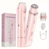 VINGVO Electric Hair Removal Epilator for Women,Dual Head Bikini Trimmer, Waterproof Facial Remover, Lady Hair Bikini Shaver for Face, Lip, Chin, Cordless Pubic Hair Removal for Face & Legs (Pink) view 1