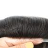 Mens Toupee Hair Piece System Replacement for Men Monofilament Male Wig Prosthesis Poly Skin PU Around Mens Hairpiece 6"X8" #1B Off Black-120% Med-light to Medium Density view 3
