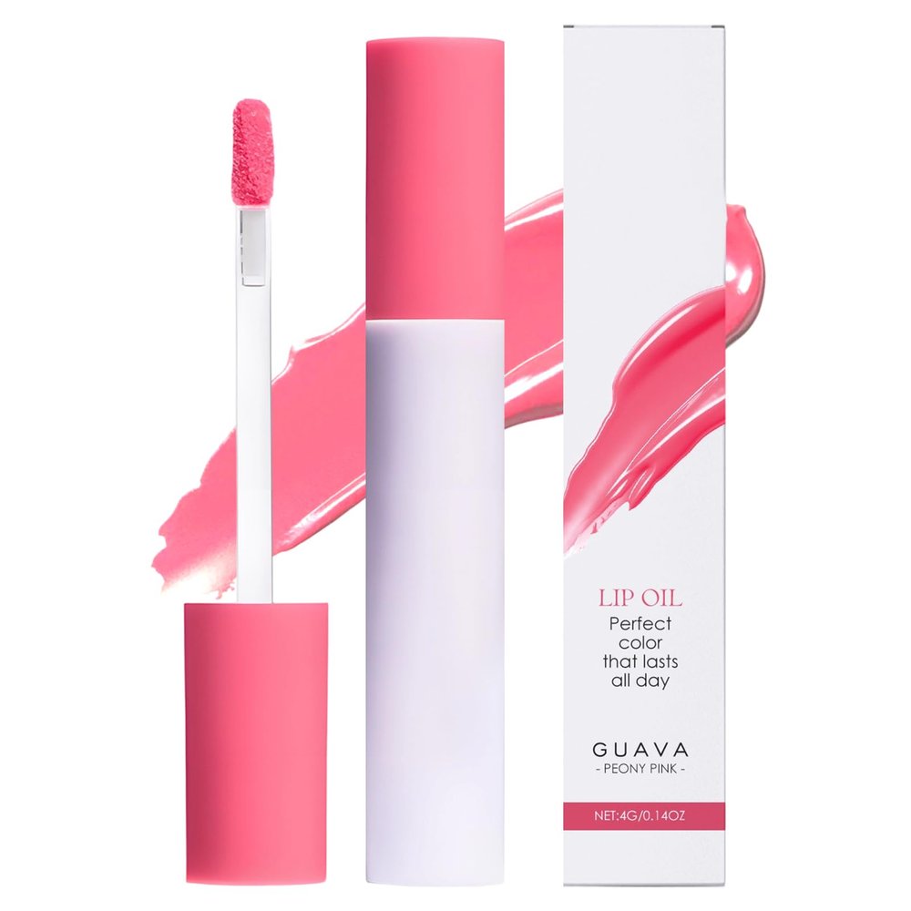 Eadwe Lips Staining Lip Oil, 2025 New Both an Oil and a Stain, Lip Tint Lips Oil Long-Lasting Moisturizing, Non-stick to Cup, Rose & Sweet Glossy Creamy Texture (#PEONY PINK)