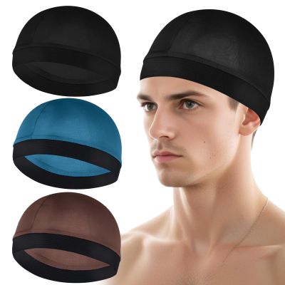 3Pcs Wave Cap Silky Hair Bonnet Satin Sleeping Shower Caps Elastic Band Cap Soft Breathable Hair Wrap Unisex Beanie Caps for Men Women Sleep Athletes Hip-hop Lovers