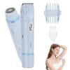 VINGVO Electric Bikini Trimmer for Women Men, Dual Head Face Shaver Body Hair Trimmmer, IPX7 Waterproof Womens Electric Razor for Legs, Body Hair Shaver, Pubic Trimmer with Cleaning Brush (Blue) view 1