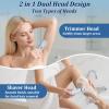 VINGVO Electric Bikini Trimmer for Women Men, Dual Head Face Shaver Body Hair Trimmmer, IPX7 Waterproof Womens Electric Razor for Legs, Body Hair Shaver, Pubic Trimmer with Cleaning Brush (Blue) view 3