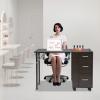 KUMOYOU Foldable Manicure Table with Lockable Wheels and Drawer, Folding Nail Desk Station for Nail Techs Salon Use, Mobile Rolling Manicure Table for Beauty Salons (Dark Brown) view 2