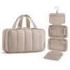 BAGSMART Travel Toiletry Bag for women, Portable Hanging Hook Makeup Bag Organizer, Waterproof Makeup Cosmetic Bag, for Full-Size Accessories, Toiletries, Camel view 1