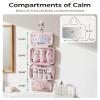 BAGSMART Travel Toiletry Bag for women, Portable Hanging Hook Makeup Bag Organizer, Waterproof Makeup Cosmetic Bag, for Full-Size Accessories, Toiletries, Camel view 2