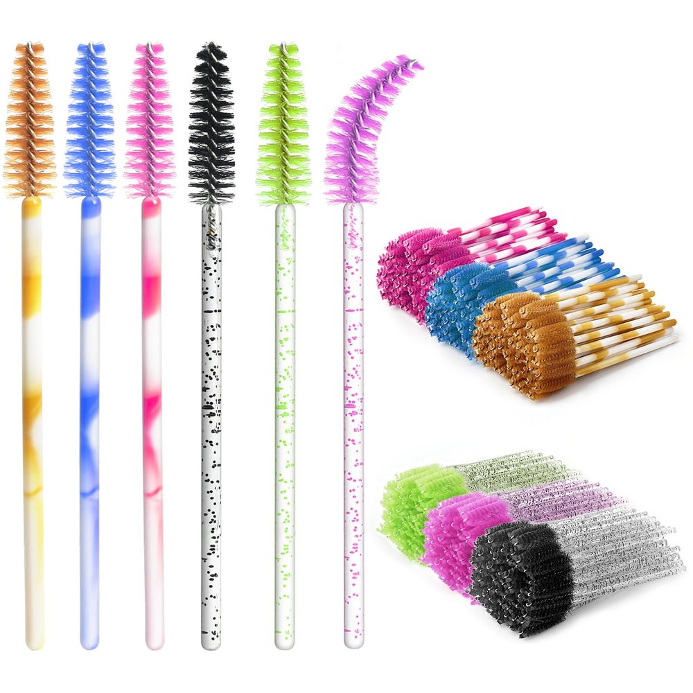 300 PCS Disposable Mascara Wands, Eyelash Mascara Brushes, Eyebrow Spoolies Brush, Plastic Makeup Brushes, Applicator for Eyelashes Extension6 colors, 50 Pcs per color