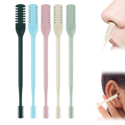 2 in 1 Nasal Hair Cutter, 2025 Upgraded Double Sided Nasal Hair Trimmer for Women Men, 360 Rotating Portable Manual Nasal Hair Remover with Ear Picker Travel Essentials (5 Pcs)