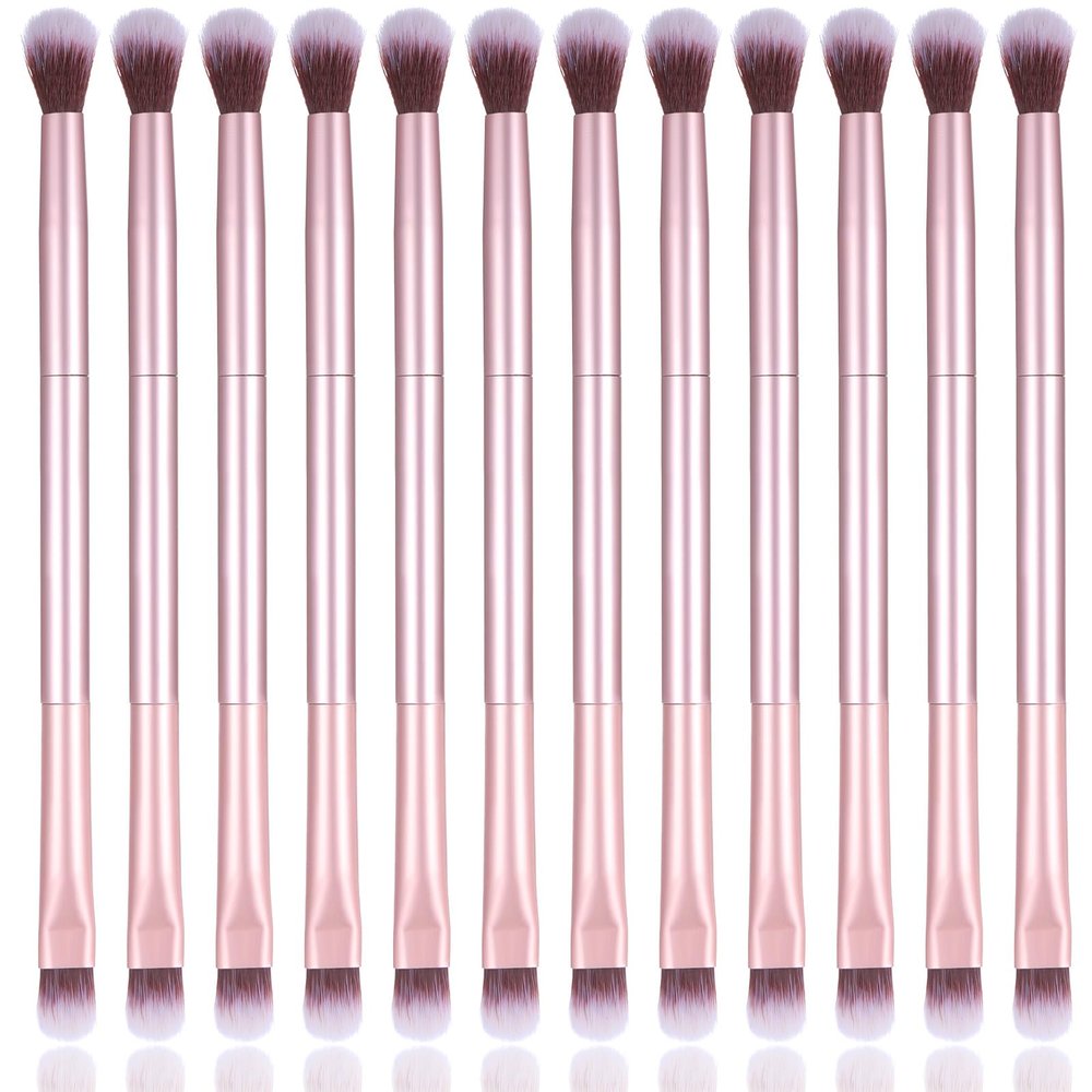 12 Pcs 2 in 1 Eye Makeup Brushes, Sponge Blending Concealer, Eyeshadow Smudge Brush, Eyeshadow Double Ended Concealer Brush, Small Soft Firm Pointed for Blending Eye Shadow