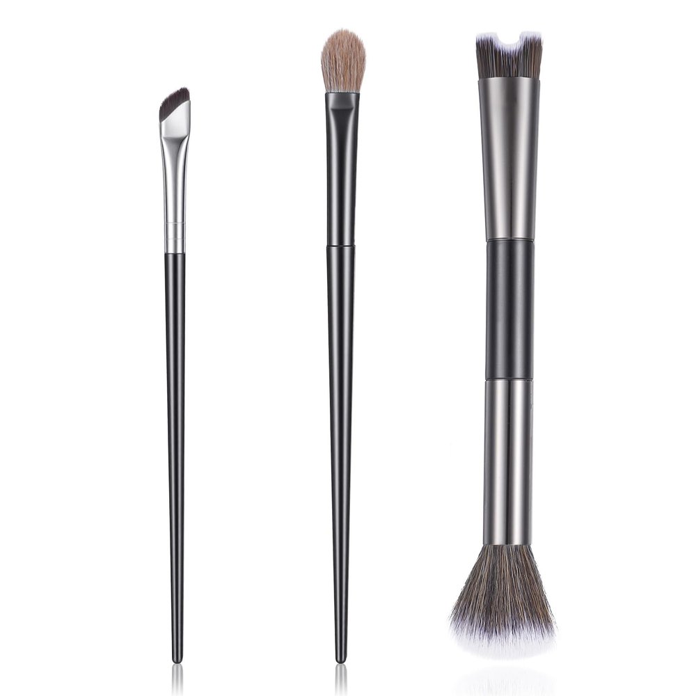 3 Pcs Nose Contour Brush, Angled Brush and Eyebrow Eye Shadow Blush, U-Shaped Fluffy Brushes Multifunctional Makeup Tools for Full Face, Concealer Eyeshadow Brushes