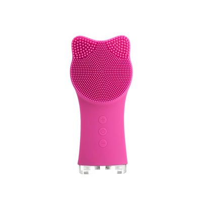 ARANYA Silicone Facial Cleansing Brush, Pink, Double-Sided, High Frequency Vibration, IPX5 Waterproof, Deep Cleansing Massage (Rose Red)