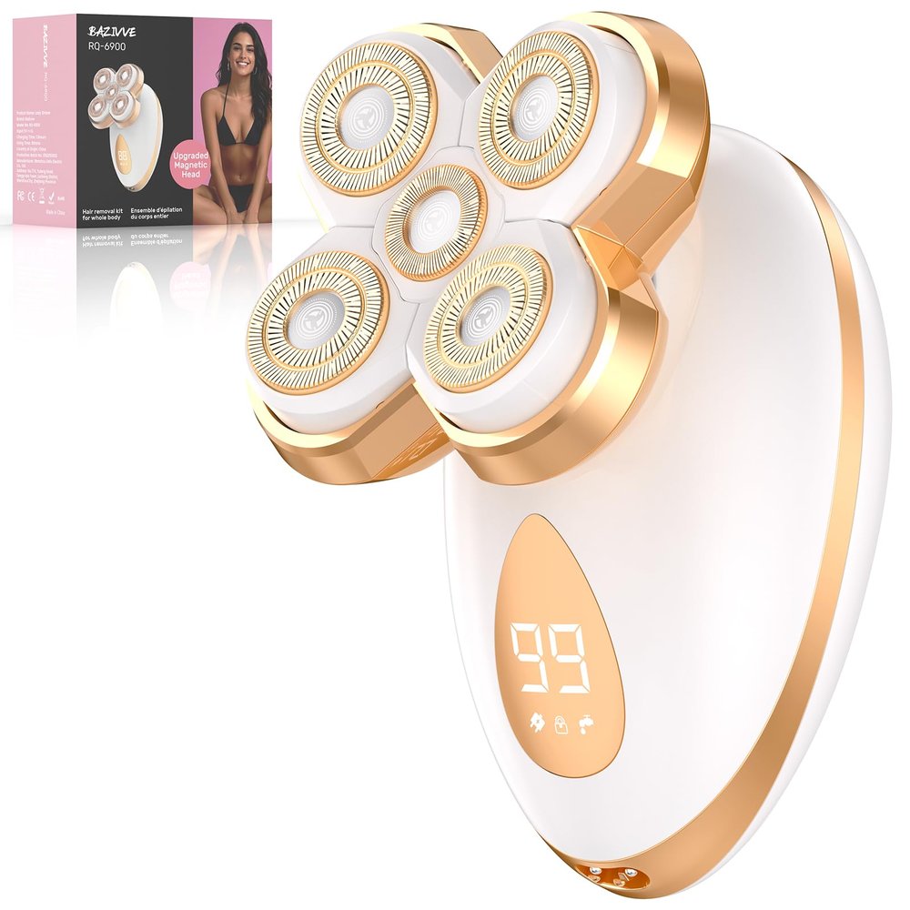 Electric Razors for Women - Upgraded Magnetic Electric Shaver for Women, Cordless Painless Hair Remover for Legs Bikini Face, Lady Trimmer for Sensitive Skin, Samrt Display and Waterproof, LightGold