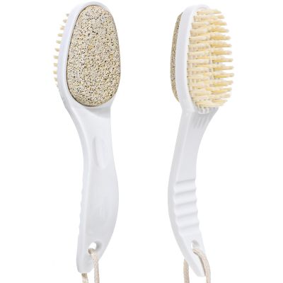 Yuanchu 2 in 1 Foot Pumice Stone Brush with Handle, Foot Pumice Stone Brush Scrubber Shower Feet Scrubber Brush Double-Sided Pumice Foot File Dead Skin Callus Remover for Foot Care Horniness Foot Spa