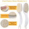 Yuanchu 2 in 1 Foot Pumice Stone Brush with Handle, Foot Pumice Stone Brush Scrubber Shower Feet Scrubber Brush Double-Sided Pumice Foot File Dead Skin Callus Remover for Foot Care Horniness Foot Spa view 2