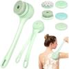 ME JO Electric Body Brush Back Scrubber for Shower | Waterproof Long Handle Silicone with 5 Replacement Heads, Dual-Speed Rechargeable Design for Cleansing, Exfoliating & Massaging (Green) view 2