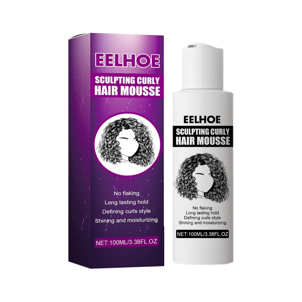 Sculpting Curly Hair Mousse, Long-Lasting Hold, No Flaking, Defining Curl Style, Moisturizing Hair Styling Cream, 3.38 Fl Oz