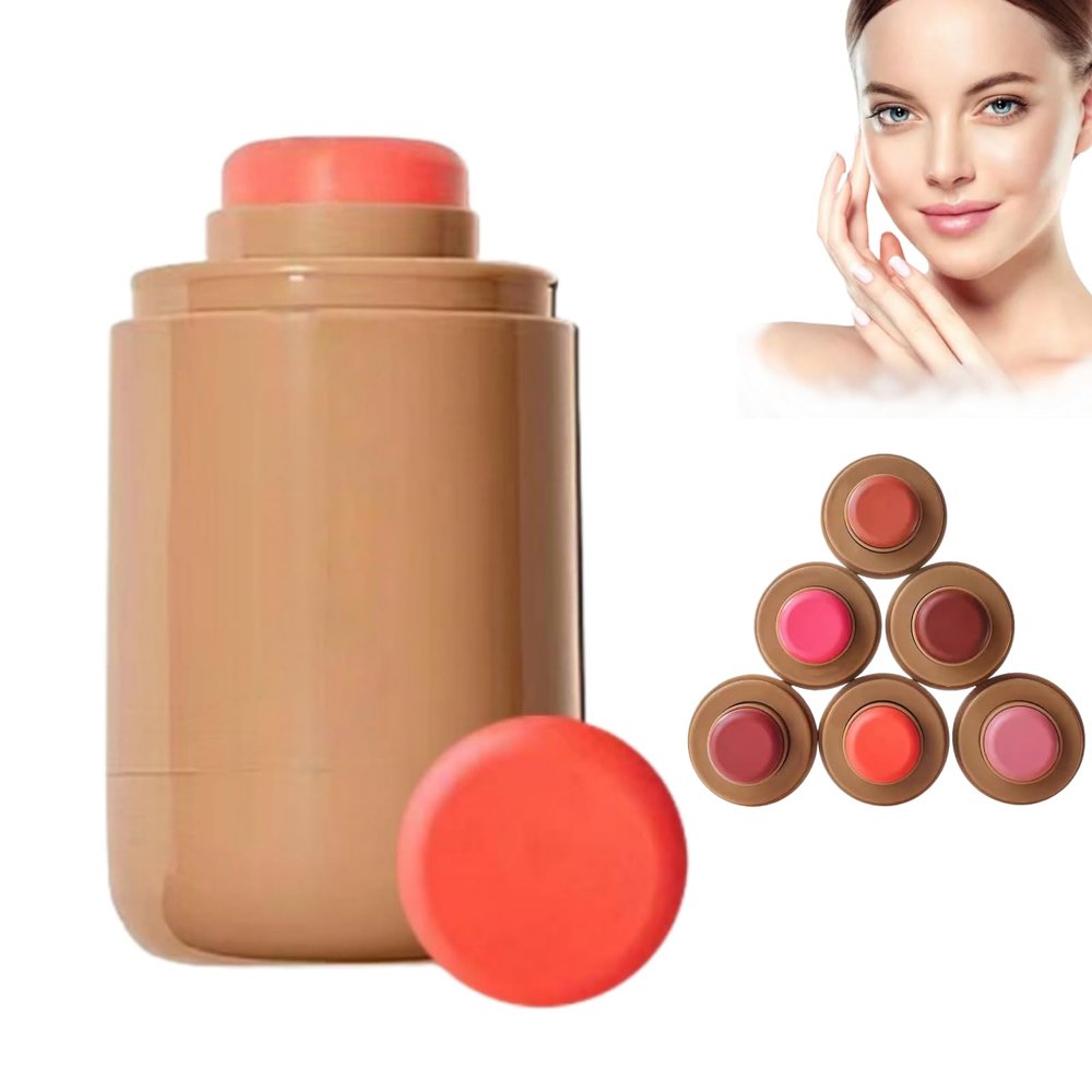 3-in-1 Cream Blush Stick for Cheeks, Lips & Eyes, Buildable Natural Color, Hydrating Non-Greasy Formula, Long Lasting, Easy to Apply, 0.18 oz (6 Shades) (4#)