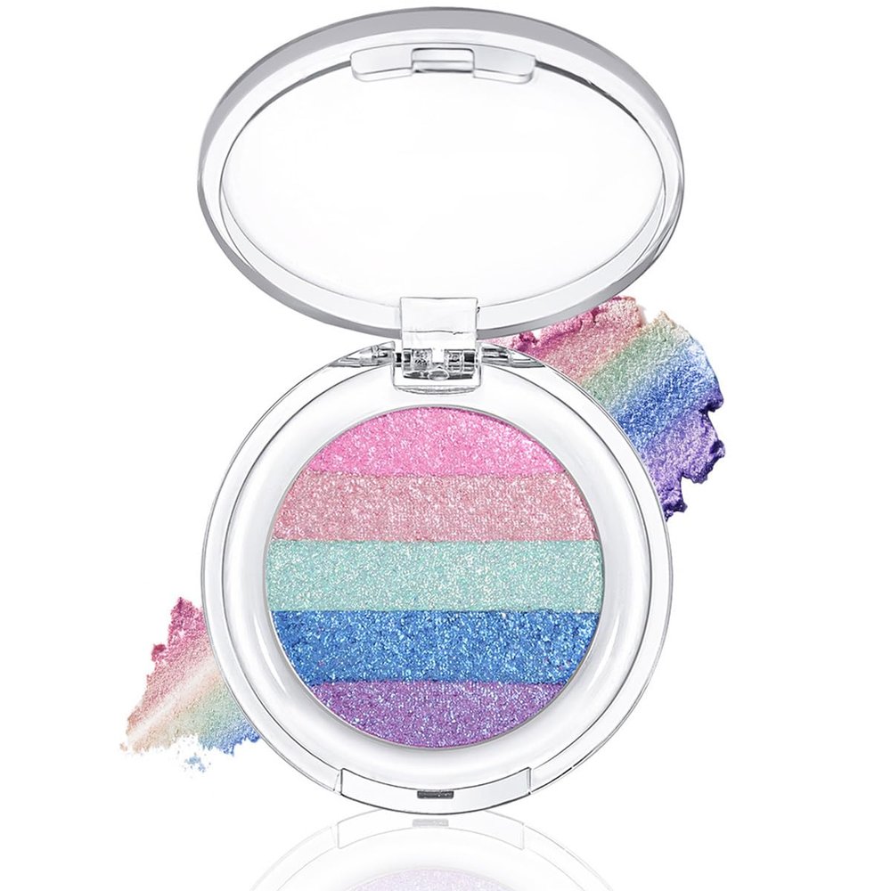 BEUKING Multichrome Shiny Eyeshadow, Chameleon Diamond Rainbow Eyeshadow, Multi-color Face Highlighter Palette, Multi-use & Long Lasting Metallic Glitter Sparkling Highlighter Palette (Chameleon#03)