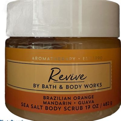 Bath and Body Revive Brazilian Orange Mandarin Guava Sea Salt Body Scrub 17oz