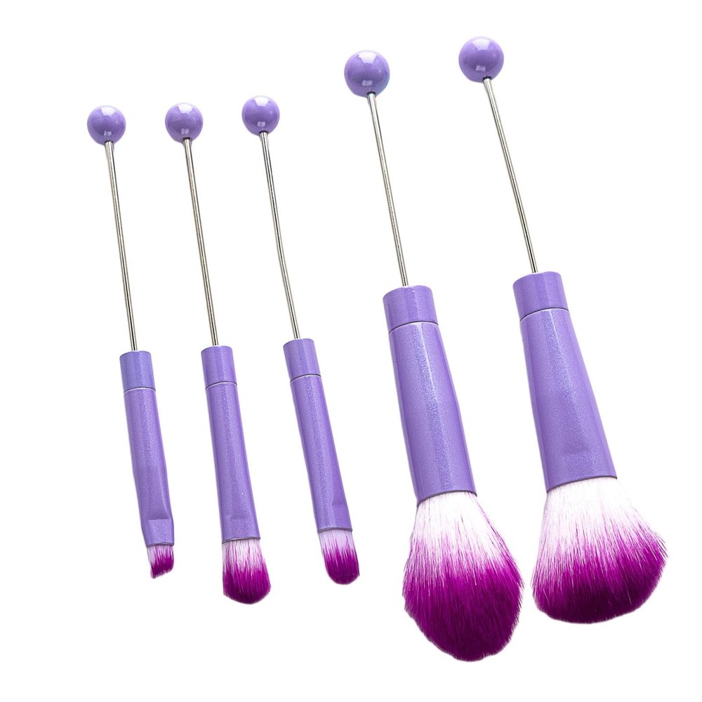5-Piece Eye Brush Set For Makeup Application With Angled Eyebrow Tool For Eyeshadow Blending And Brow Shaping- violet