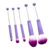 5-Piece Eye Brush Set For Makeup Application With Angled Eyebrow Tool For Eyeshadow Blending And Brow Shaping- violet view 1