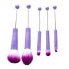 5-Piece Eye Brush Set For Makeup Application With Angled Eyebrow Tool For Eyeshadow Blending And Brow Shaping- violet view 2