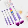 5-Piece Eye Brush Set For Makeup Application With Angled Eyebrow Tool For Eyeshadow Blending And Brow Shaping- violet view 3